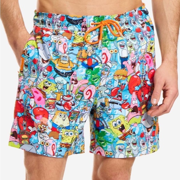🆕 Opposuits Nickelodeon SpongeBob Frenzy Swim Short Men’s Size Small - Picture 1 of 14